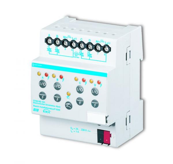 B+J Busch-Installationsbus¨ KNX, REG-Aktoren, Elektronischer Schaltaktor, 4-fach, REG,  6164/40-101
