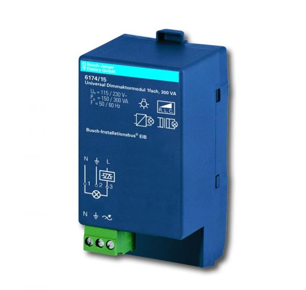 B+J Busch-Installationsbus¨ KNX, AP-Aktoren, Universal Dimmaktormodul, 300 V, 1-fach,  6174/15