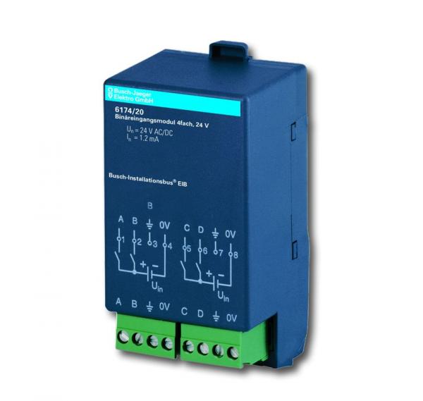 B+J Busch-Installationsbus¨ KNX, AP-Aktoren, Bin_reingangsmodul, 24 V, 4-fach,  6174/20