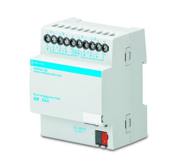 B+J Busch-Installationsbus¨ KNX, REG-Aktoren, 4-fach Rollladenaktor,  6196/43-102
