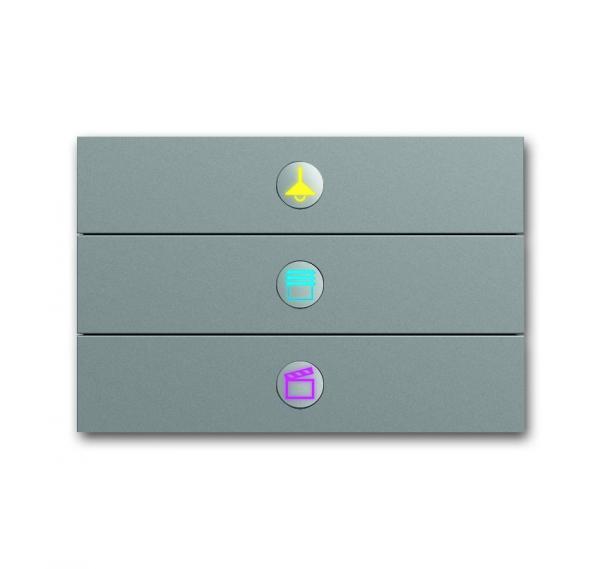 B+J Busch-priOn¨ Sensoren, UP-Fl_chenbedienelement, Bedienelement 3-fach, edelstahl 6342-866-101