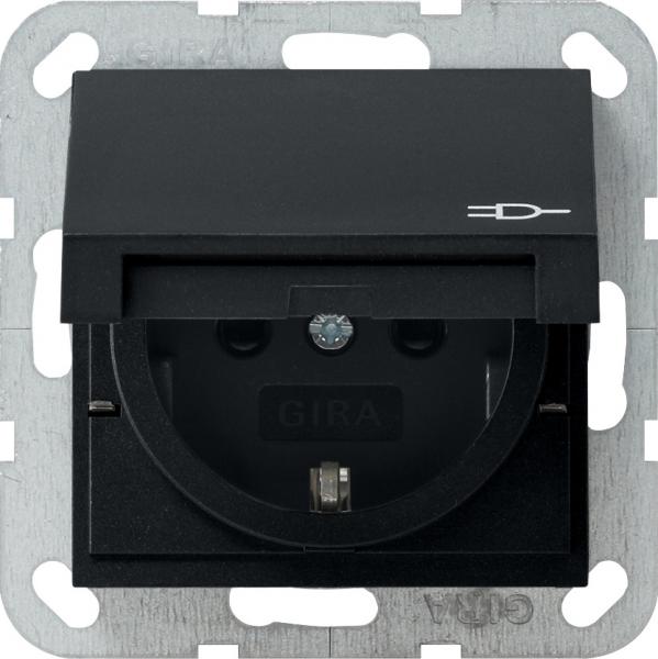 Gira System 55 Steckdose mit KD und KS Schwarz matt 0414005