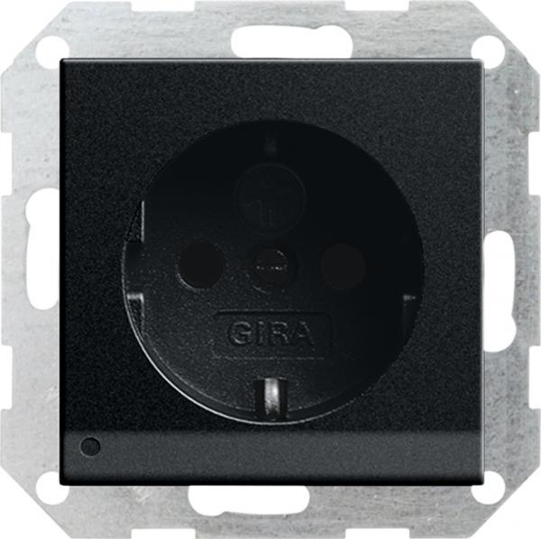 Gira System 55 Steckdose mit LED-Leuchte + KS Schwarz matt 1170005