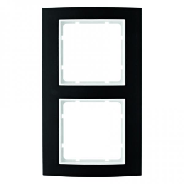 Berker B.3 Rahmen 2-Fach Alu,schwarz/polarwei§ 10123025