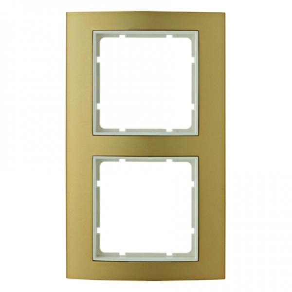 Berker B.3 Rahmen 2-Fach Alu, gold/polarwei§ 10123046