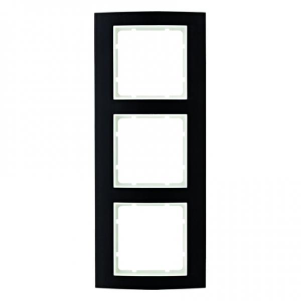 Berker B.3 Rahmen 3-Fach Alu,schwarz/polarwei§ 10133025