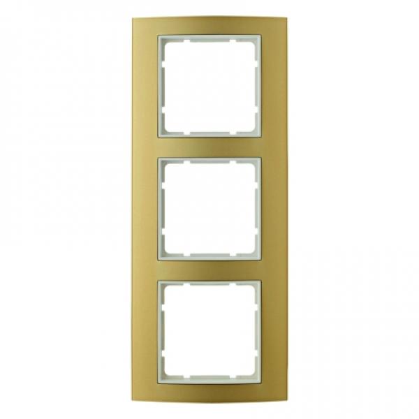 Berker B.3 Rahmen 3-Fach Alu, gold/polarwei§ 10133046