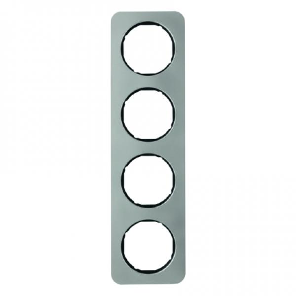 Berker R.1 Rahmen 4-Fach Edelstahl/schwarz 10142104