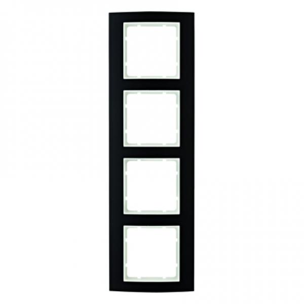 Berker B.3 Rahmen 4-Fach Alu,schwarz/polarwei§ 10143025