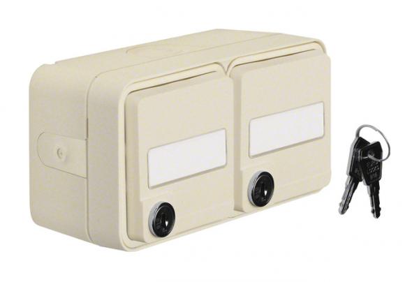 Berker W.1 IP55 Aufputz Steckdose 2fach waagerecht Beschriftbar polarweiss matt 47893522