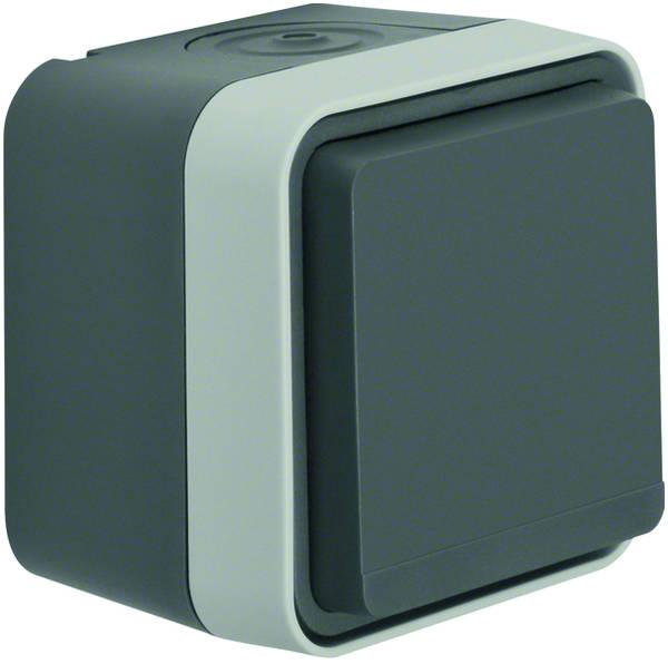 Berker W.1 IP55 Aufputz Steckdose mit Klappdeckel und Kinderschutz Grau 47633505