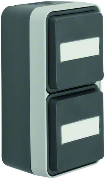 Berker W.1 IP55 Aufputz Steckdose 2fach senkrecht Beschriftbar grau 47703535