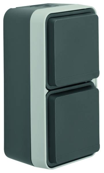 Berker W.1 IP55 Aufputz Steckdose 2fach senkrecht grau 47703555