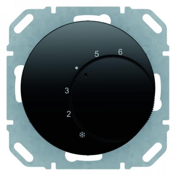 Berker Temperaturregler mit Wechsler und ZentralstŸck Berker R.1/R.3 schwarz, gl_nzend 20262045