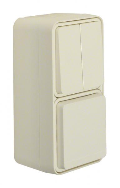 Berker W.1 IP55 Aufputz Kombination Serienschalter./Steckdose polarweiss matt 47903512