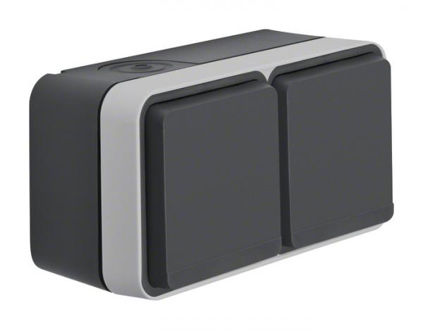 Berker W.1 IP55 Aufputz Steckdose 2fach waagerecht grau 47843515