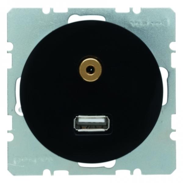 Berker USB/3,5 mm Audio Steckdose Berker R.1/R.3 schwarz, gl_nzend 3315392045