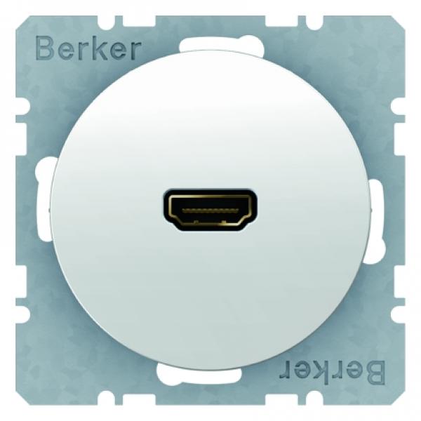 Berker High Definition Steckdose mit 90¡-Steckanschluss Berker R.1/R.3 polarwei§, gl_nzend 3315432089