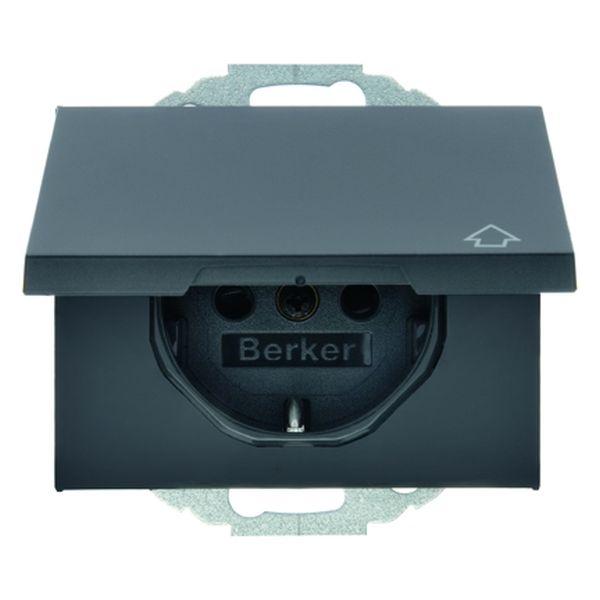 Berker K.1 Steckdose mit Klappdeckel und KS anthrazit, matt 47517206