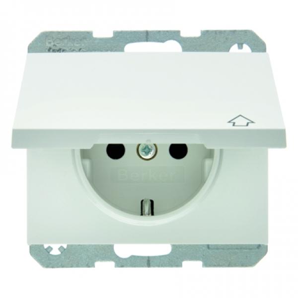Berker K.1 Steckdose mit Klappdeckel und KS polarwei§, gl_nzend 47517209
