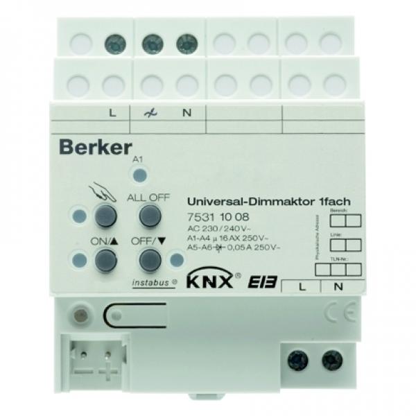 Berker Universal-Dimmaktor 1fach 500 W REG KNX lichtgrau 75311008