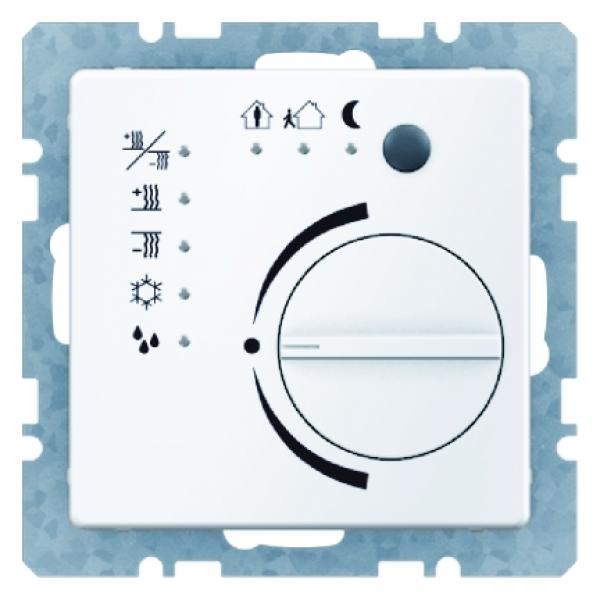 Berker Temperaturregler mit Tasterschnittstelle Berker Q.1/Q.3 polarweiß, samt 75441129