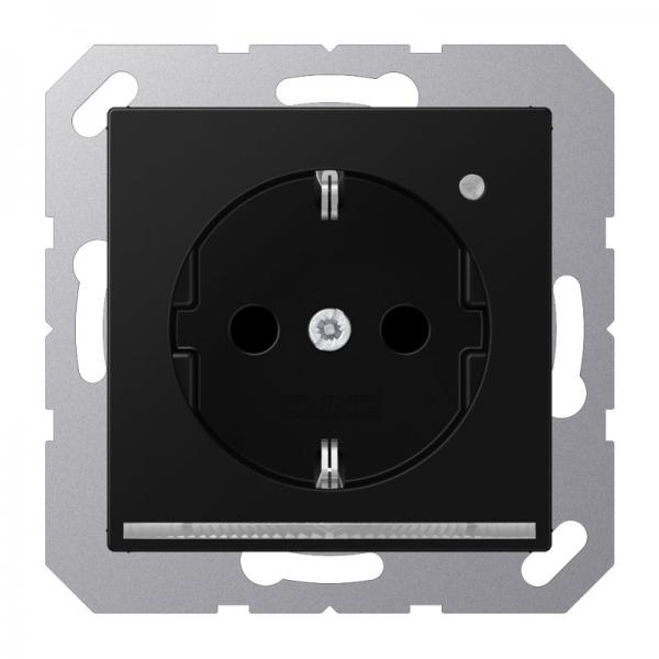 Jung SCHUKO® Steckdose mit LED-Orientierungslicht, 16 A 250 V ~, Berührungsschutz, Thermoplast lackiert, Serie A, graphitschwarz matt A1520-OSWMLNW