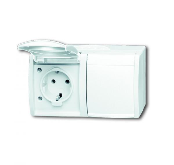 B+J ocean¨  Steckdose mit Klappdeckel,waagerecht,2-fach,alpinwei§ 20/2 EW-54