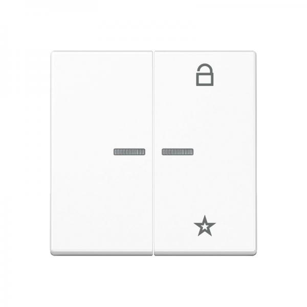 Jung Steuertaste Universal, Symbole Sperren Memory und Pfeil, Thermoplast lackiert, Serie A, schneeweiß matt A1701BFPWWM