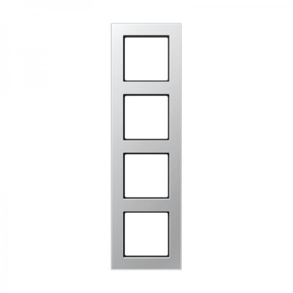 Jung Rahmen 4-fach, senkrechte und waagerechte Montage, Thermoplast lackiert, A 550, aluminium A5584BFAL