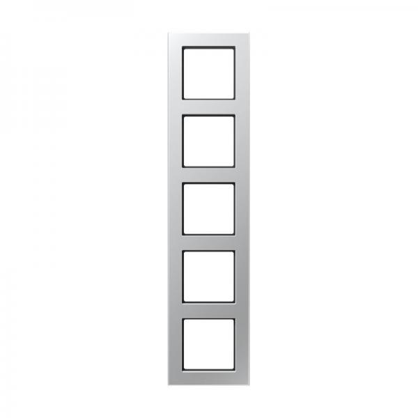 Jung Rahmen 5-fach, senkrechte und waagerechte Montage, Thermoplast lackiert, A 550, aluminium A5585BFAL