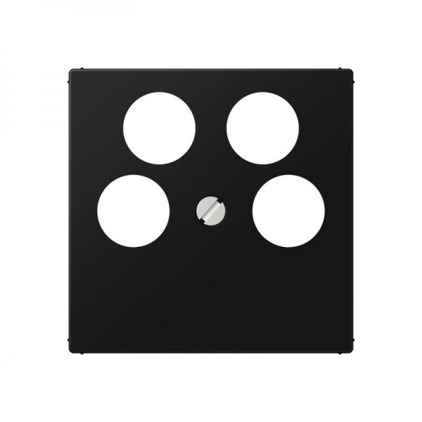 Jung Abdeckung für 4-Loch SAT-TV-Steckdose (Ankaro), Thermoplast lackiert, Serie A, graphitschwarz matt A561-4SAT2SWM