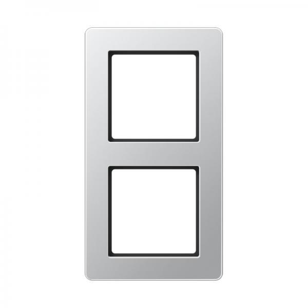 Jung Rahmen 2-fach, senkrechte und waagerechte Montage, Thermoplast lackiert, A flow, aluminium AF582BFAL