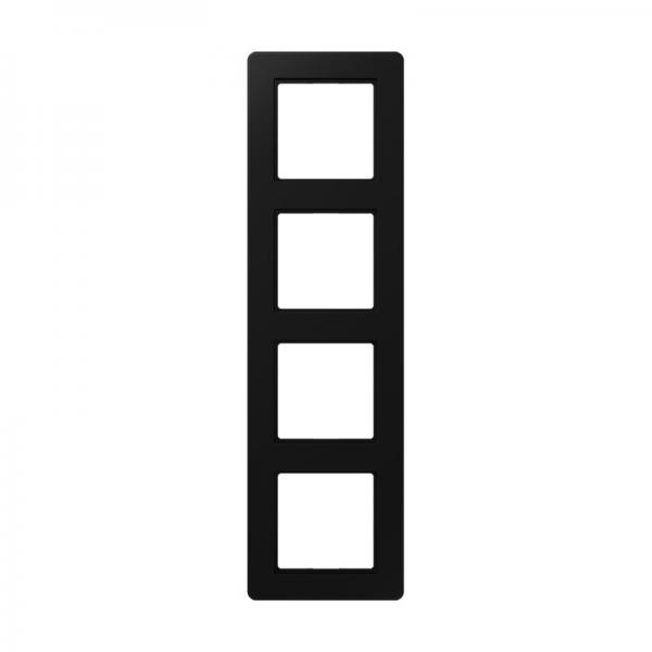 Jung Rahmen 4-fach, senkrechte und waagerechte Montage, Thermoplast lackiert, A flow, graphitschwarz matt AF584BFSWM