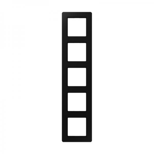 Jung Rahmen 5-fach, senkrechte und waagerechte Montage, Thermoplast lackiert, A flow, graphitschwarz matt AF585BFSWM