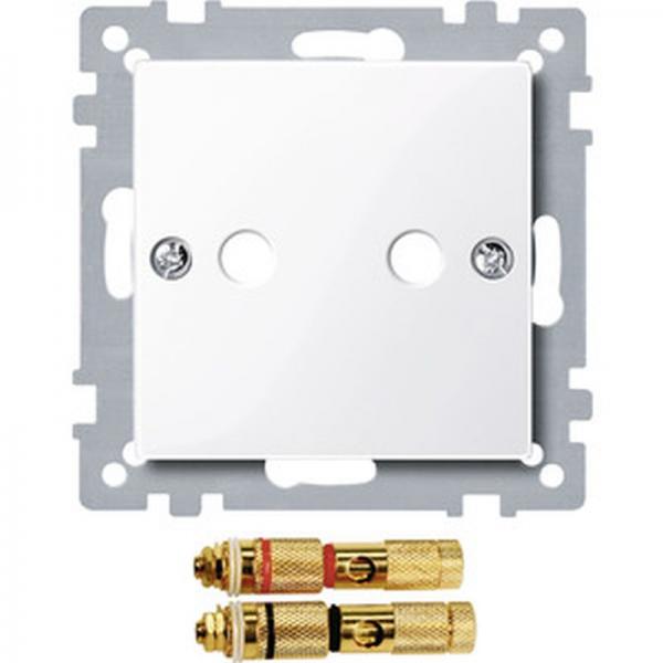 Merten Zentralplatte mit High-End Lautsprecher-Steckv., aktivwei§ gl_nzend, System M 468825