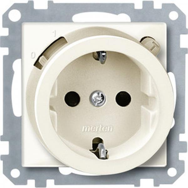 Merten FI-SCHUKO-Sicherheitssteckdosen-Einsatz mit BRS, wei§ gl_nzend, System M 233844