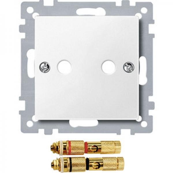 Merten Zentralplatte mit High-End Lautsprecher-Steckverbinder, polarwei§, System M 469319