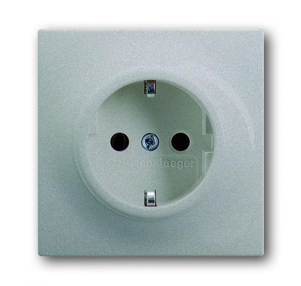 B+J impuls, Steckdose mit Kinderschutz, alusilber 20 EUCKS-783