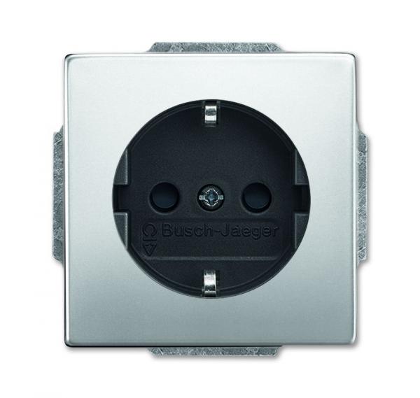 B+J pur edelstahl, Steckdose mit Kinderschutz edelstahl 20EUCKS-866