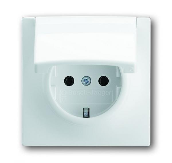 B+J impuls, Steckdose mit Klappdeckel, alpinweiß 20 EUK-74