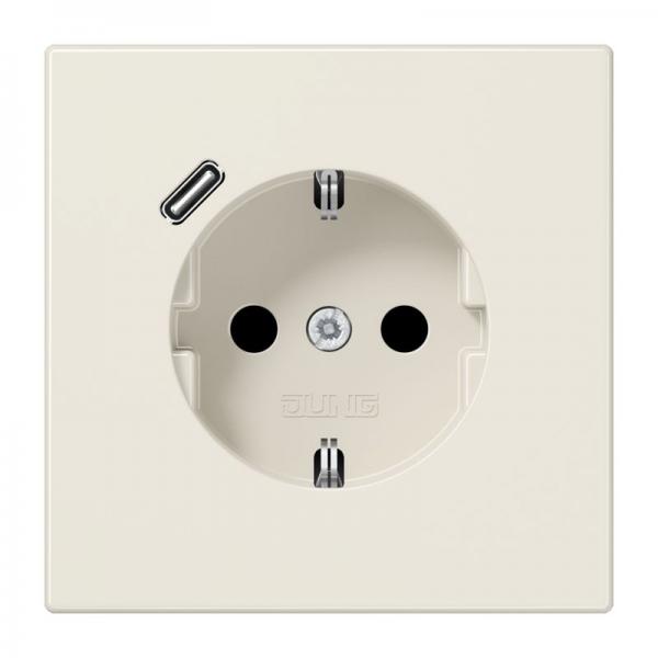 Jung SCHUKO Steckdose 16 A 250 V ~, mit USB-Ladegerät 1 x Typ C, Berührungsschutz, Serie LS, weiß LS1520-18C