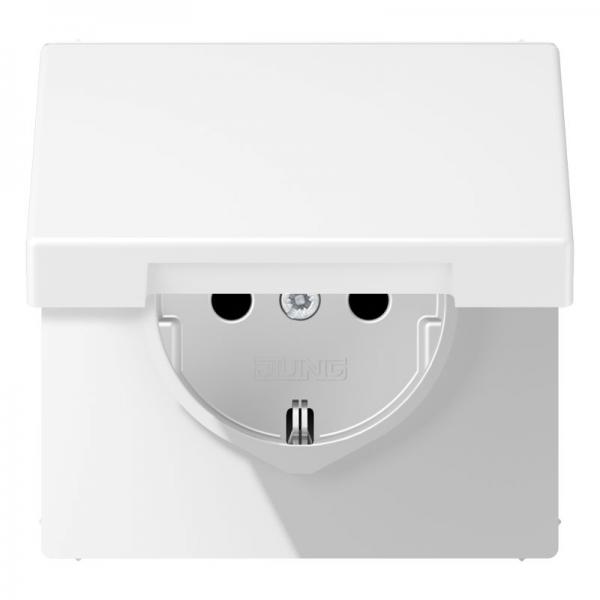 Jung Serie LS Steckdose mit Klappdeckel schneeweiß mat LS1520BFKLWWM