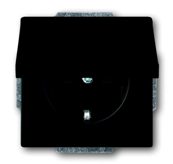 B+J future® linear,Steckdose mit Klappdeckel, schwarz matt 20 EUK-885