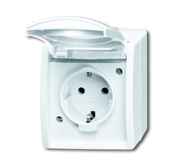 B+J ocean¨  Steckdose mit Klappdeckel, alpinwei§ 20 EW-54