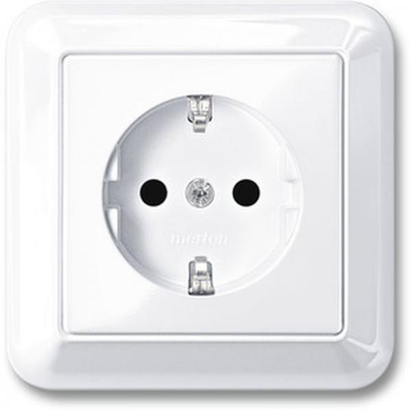 Merten ATELIER-M Steckdose mit Vollplatte und KS aktivwei§ gl_nzend MEG2300-1225