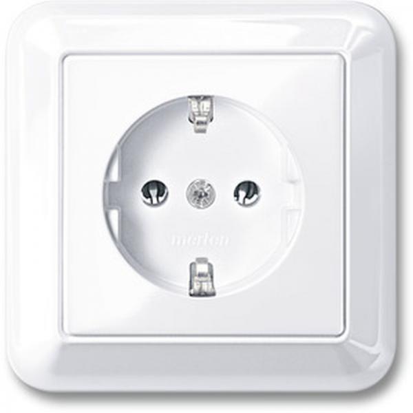 Merten ATELIER-M Steckdose mit Abdeckplatte aktivwei§ gl_nzend MEG2301-1225