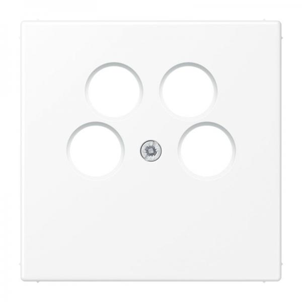 Jung Abdeckung für 4-Loch SAT-TV-Steckdose (Ankaro), Thermoplast lackiert, Serie LS, schneeweiß matt LS990-4SAT2WWM