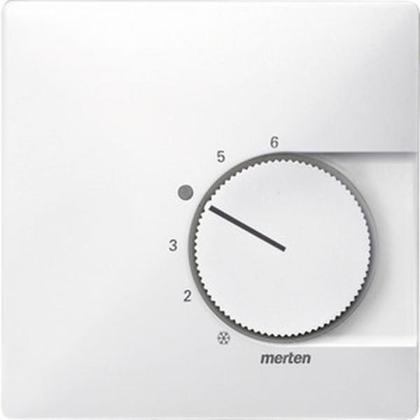 Merten Zentralplatte für Raumtemperaturregler-Einsatz mit Wechselkontakt, polarweiß, System Fläche 537419