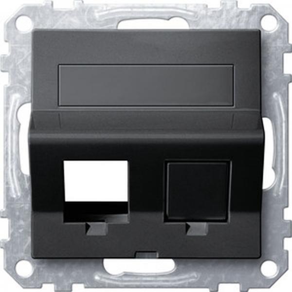 Merten Schr_gauslass 2fach mit Tragring und Schriftfeld fŸr Modular Jack, anthrazit, System M MEG4568-0414